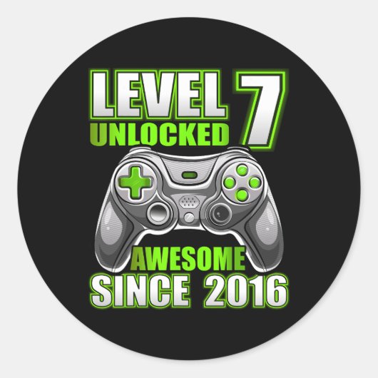 7 Unlocked 素晴らし 2016ビデオゲーム第7誕生日Bo ラウンドシール (正面)