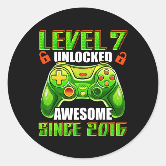 7 Unlocked 素晴らし 2016ビデオゲーム第7誕生日Bo ラウンドシール (正面)