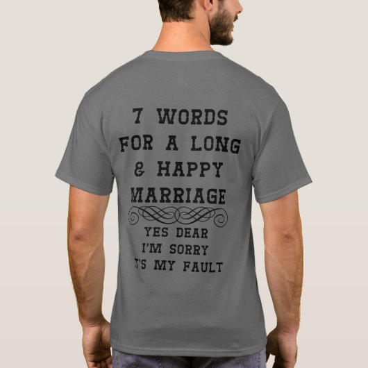 7 Words For Long and Happy カスタマイズ Marries -  Tシャツ (裏面)