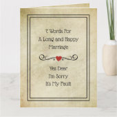 7 Words FOR LONG & Happy おもしろい Marriage カード (正面)