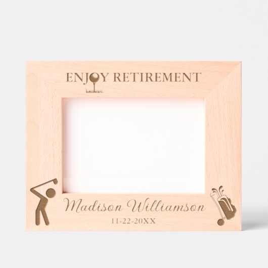 7"x5"フォトゴルフテーマ楽しむ退職名日付 レーザー彫刻フレーム (正面)