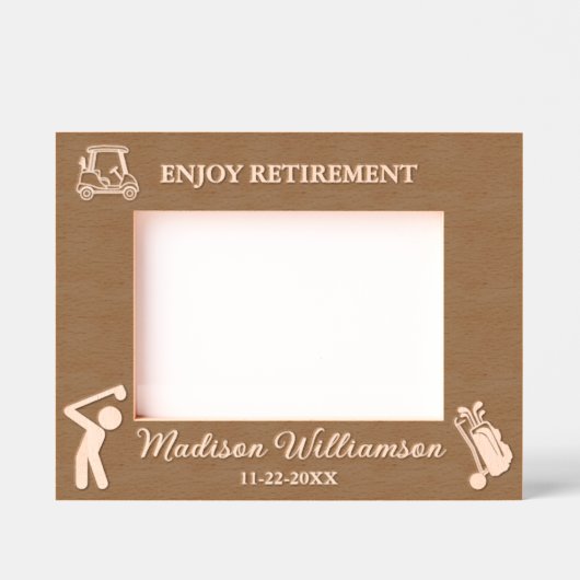 7"x5"フォトゴルフテーマ楽しむ退職名日付 レーザー彫刻フレーム (正面)