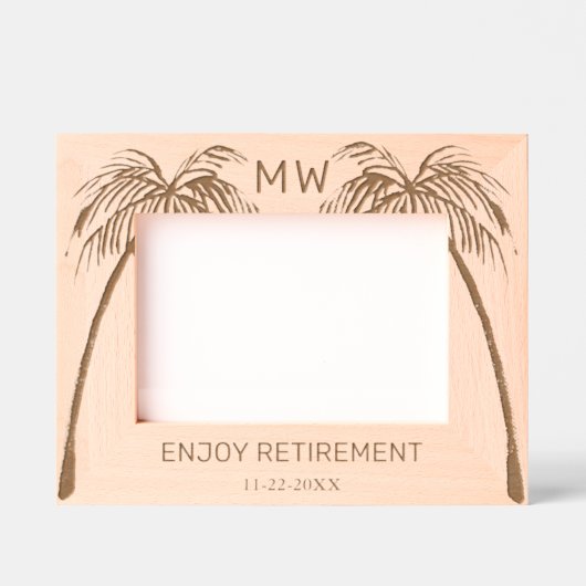 7"x5"フォトパームの木々のリタイア楽しむメントモノグラム レーザー彫刻フレーム (正面)
