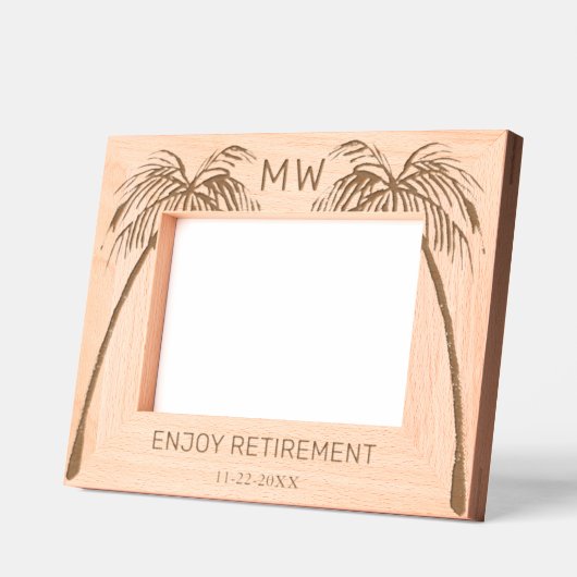 7"x5"フォトパームの木々のリタイア楽しむメントモノグラム レーザー彫刻フレーム (左)