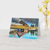 7"x5"折り畳みカード || Garage Puddle Reflection カード (黄色い花)