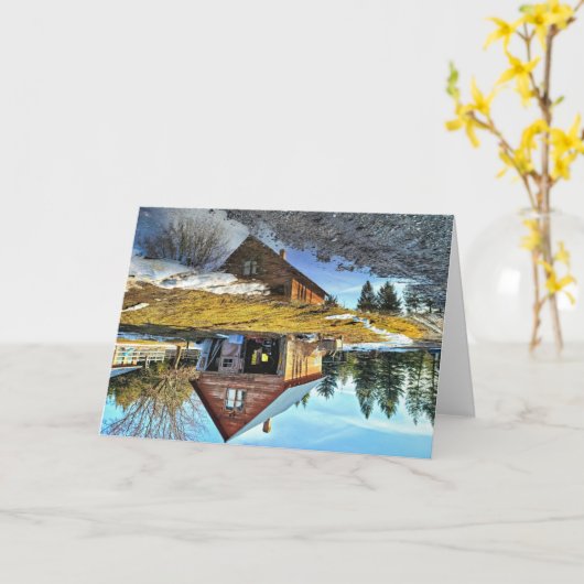 7"x5"折り畳みカード || Garage Puddle Reflection カード (黄色い花)