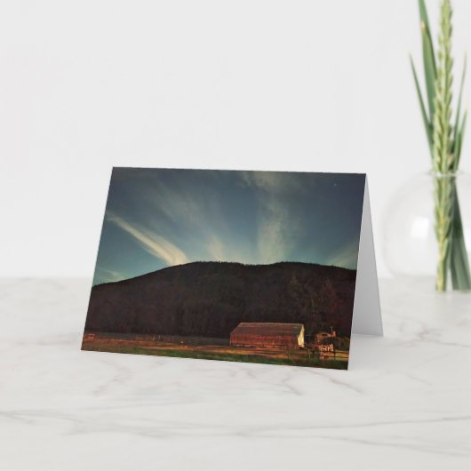 7"x5"折り畳みカード || Red Barn Moonrise 2 カード (正面)