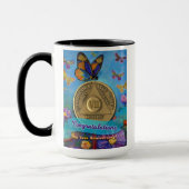 7 Year CUSTOM NAME AA Butterflies Flowers マグカップ (左)