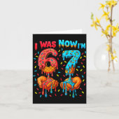 7 Year Old Birthday I Was 6 Now I'm 7 67 Meme Funn カード (黄色い花)