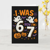7 Year Old Birthday I Was 6 Now I'm 7 Funny Hallow カード (黄色い花)