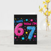 7 Year Old Birthday Shirt Was 6 Now I'm 7 67 Funny カード (黄色い花)