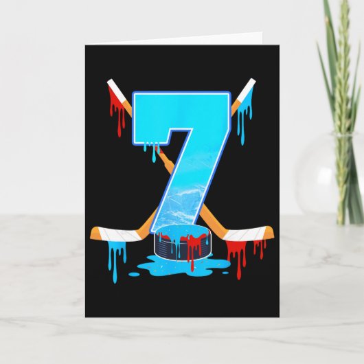 7 Year Old Boys 7th Birthday Ice Hockey Ice Cream  カード (正面)