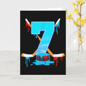 7 Year Old Boys 7th Birthday Ice Hockey Ice Cream  カード (黄色い花)