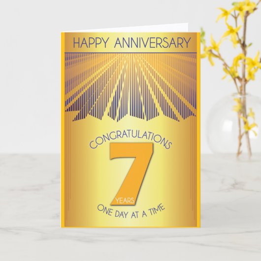 7 Year Sober Anniversary | Golden Ray 12 Step カード (黄色い花)