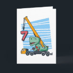 7 years 7th Birthday Mobile Crane Dinosaur カード<br><div class="desc">Happy 7th Birthday. Funny and lovely Kids Birthday design with cute dinosaur sitting on a mobile crane lifting a Number 7. A perfect match for Kids and Teens.</div>