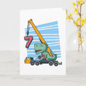 7 years 7th Birthday Mobile Crane Dinosaur カード (黄色い花)