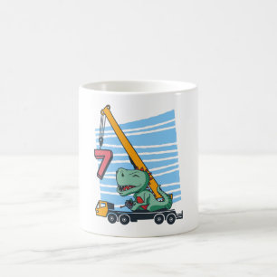 7 years 7th Birthday Mobile Crane Dinosaur コーヒーマグカップ