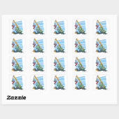 7 years 7th Birthday Mobile Crane Dinosaur スクエアシール (シート)