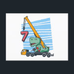 7 years 7th Birthday Mobile Crane Dinosaur ポストカード<br><div class="desc">Happy 7th Birthday. Funny and lovely Kids Birthday design with cute dinosaur sitting on a mobile crane lifting a Number 7. A perfect match for Kids and Teens.</div>