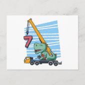 7 years 7th Birthday Mobile Crane Dinosaur ポストカード (正面)