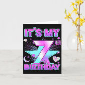 7 Years Old Birthday Kp Kids 7th Birthday Girls K- カード (黄色い花)