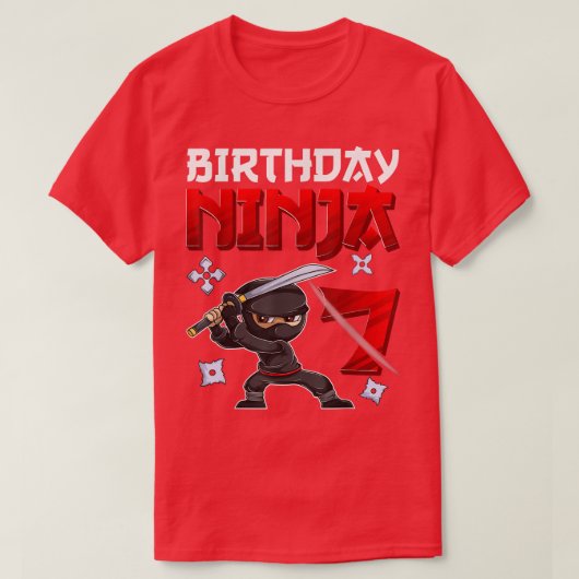 7 Years Old Boy Birthday Tee, Birthday Ninja Boy  Tシャツ (デザイン正面)
