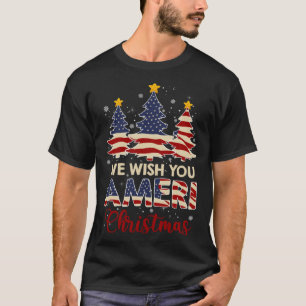 7Byj アメリカのクリスマスを願っています アメリカ国旗 Xmas Tシャツ