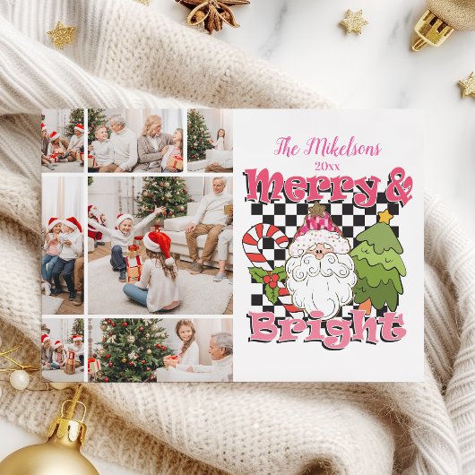 7Photo Checkered Merry & Bright Christmas シーズンカード