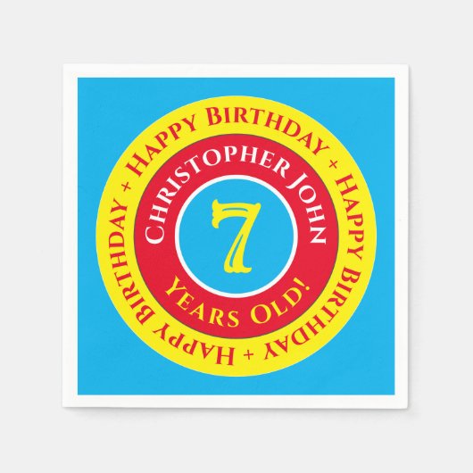 7thバースデーパーティー紙ナプキンス スタンダードカクテルナプキン (正面)
