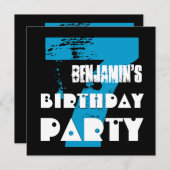 7thバースデーパーティー7歳グランジデザイン 招待状 (正面/裏面)