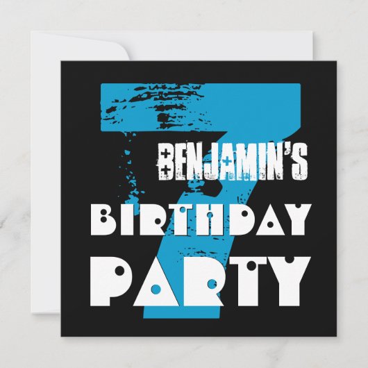 7thバースデーパーティー7歳グランジデザイン 招待状 (正面)