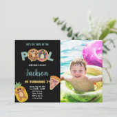 7thブラックモンキーフォトプール誕生日招待状 招待状 (スタンド正面)