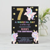 7thレインボーユニコーン誕生日招待状フライ 招待状 (スタンド正面)