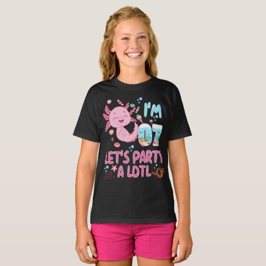 7th私は7誕生日ガールアクソロトルラバーギフト tシャツ (正面フル)