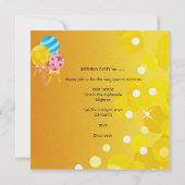 7th誕生日パーティーピンクイエローブルーバルーズガール 招待状 (裏面)