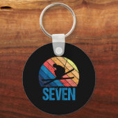 7th誕生日レトロスキースキー7歳ボーイズ女の子 キーホルダー (正面)