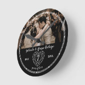 7th 結婚anniversaryハートgem black onyx ラウンド壁時計 (傾斜)