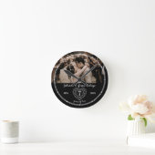 7th 結婚anniversaryハートgem black onyx ラウンド壁時計 (ホーム)