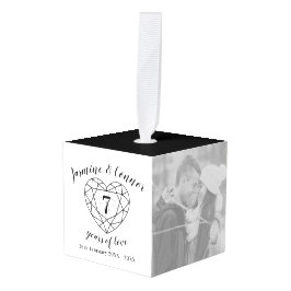 7th 結婚s Anniversary写真ブラックオニックス キューブオーナメント