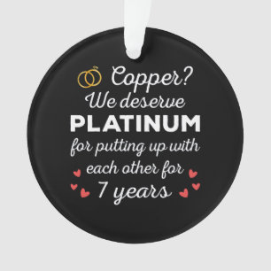7th 結婚s anniversary I - Copper おもしろい Couple オーナメント