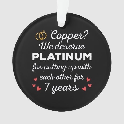 7th 結婚s anniversary I - Copper おもしろい Couple オーナメント (正面)
