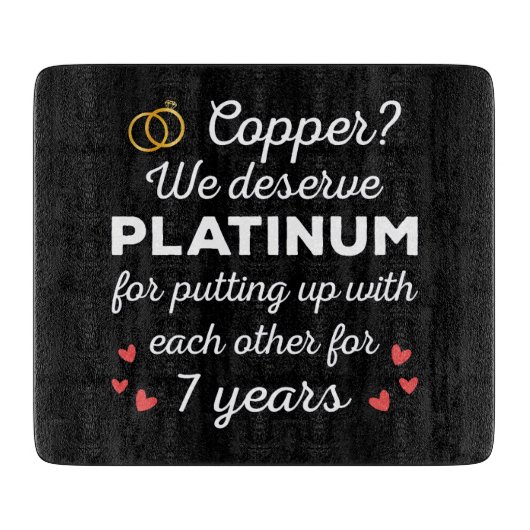 7th 結婚s anniversary I - Copper おもしろい Couple カッティングボード (正面)