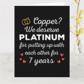 7th 結婚s anniversary I - Copper おもしろい Couple カード (黄色い花)