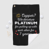 7th 結婚s anniversary I - Copper おもしろい Couple ゴルフタオル (インサイチュ)