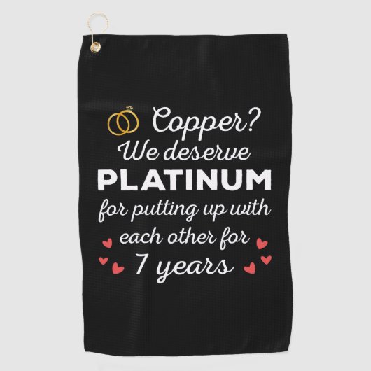 7th 結婚s anniversary I - Copper おもしろい Couple ゴルフタオル (正面)