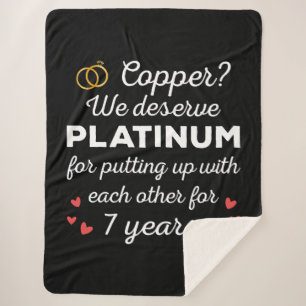7th 結婚s anniversary I - Copper おもしろい Couple シェルパブランケット