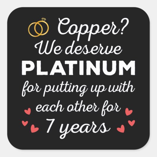 7th 結婚s anniversary I - Copper おもしろい Couple スクエアシール (正面)