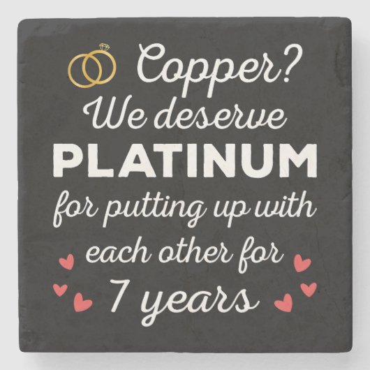 7th 結婚s anniversary I - Copper おもしろい Couple ストーンコースター (正面)