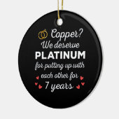 7th 結婚s anniversary I - Copper おもしろい Couple セラミックオーナメント (左)
