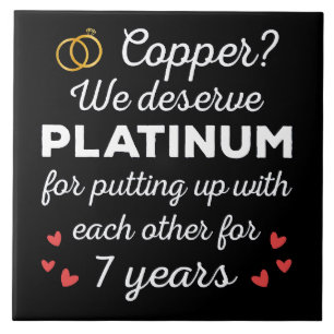7th 結婚s anniversary I - Copper おもしろい Couple タイル